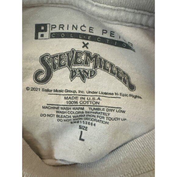 Steve Miller Band Graphic Tee By Prince Pei Collection Beige 100% Cotton Large - Picture 3 of 4